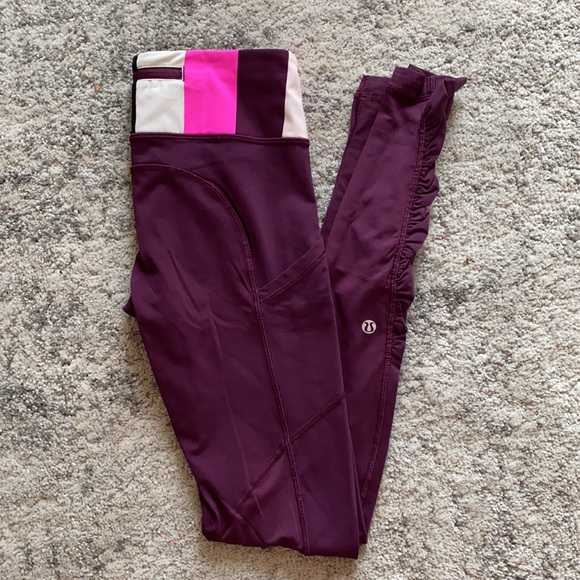 lululemon athletica Pants - 🪅 Lululemon Maroon Striped Pocket Leggings